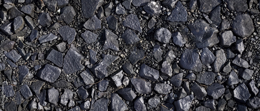 Panoramic close-up, high detail scan of asphalt pavement material, Generative AI Panoramic close-up, high detail scan of asphalt pavement material, Generative AI