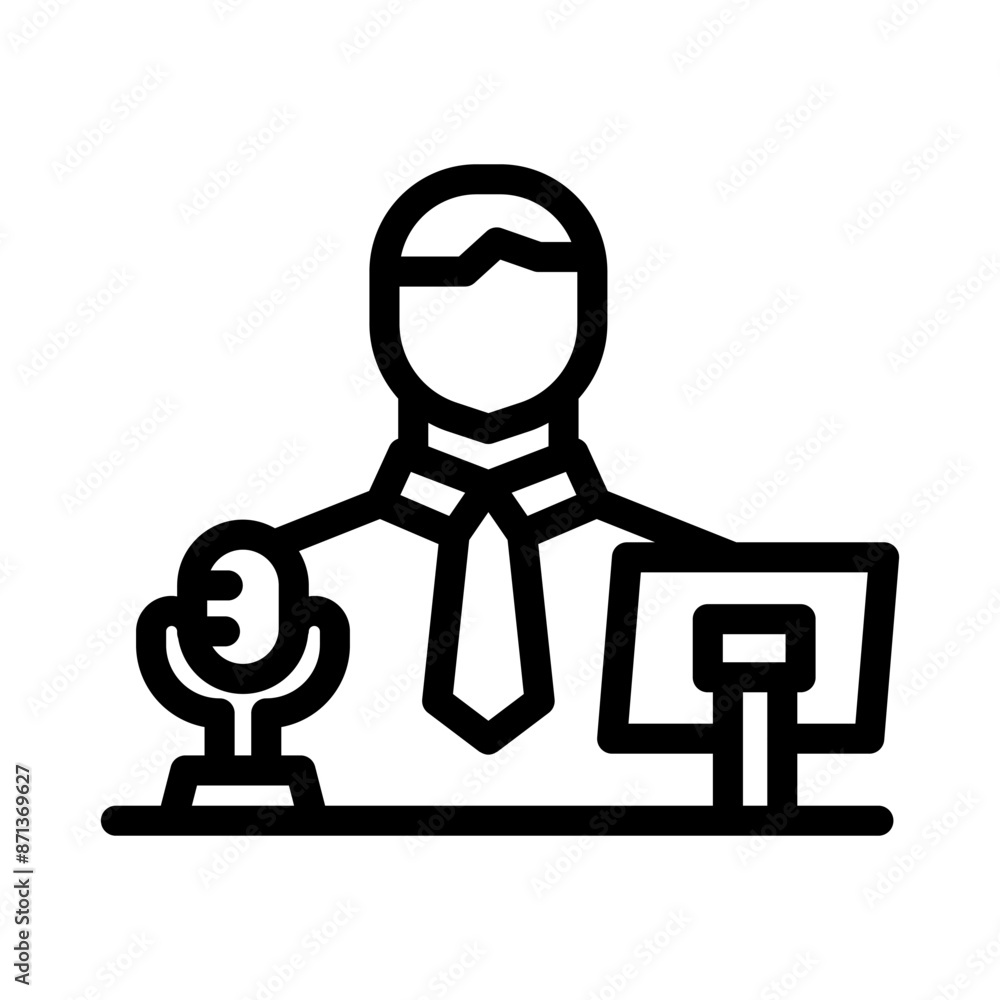 26 commentator line icon illustration vector graphic 26 commentator line icon illustration vector graphic