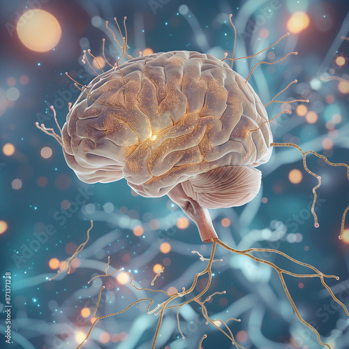 Detailed 3D Rendering of the Human Amygdala: Illuminated Neural Connections and High-Resolution Point Lights