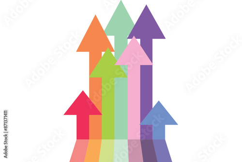 3D arrows on a white background representing business growth and progress with red and green colors