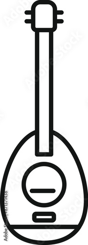 This simple black and white icon represents a saz, a traditional turkish string instrument