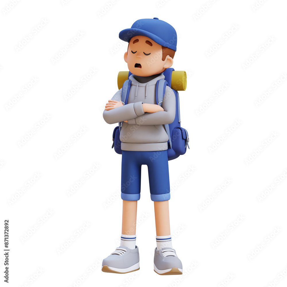 Fototapeta premium 3D Traveller Character in Denial or Dissatisfaction Pose