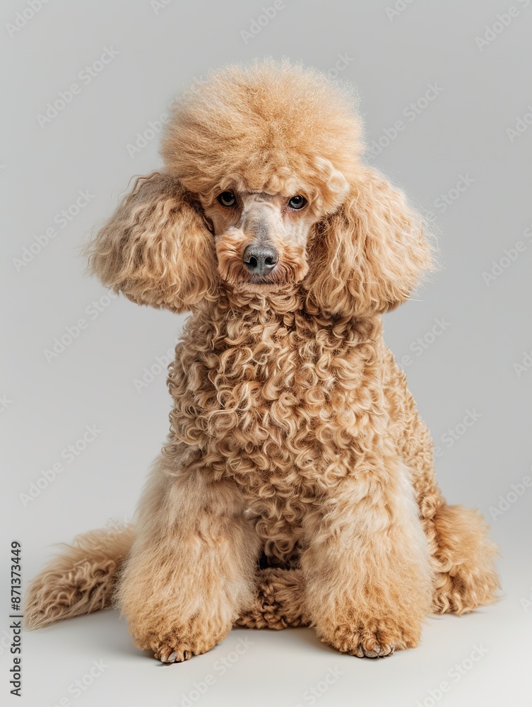 A honorable poodle, bright eyes, classy,bright and glossy colors,white background A honorable poodle, bright eyes, classy,bright and glossy colors,white background
