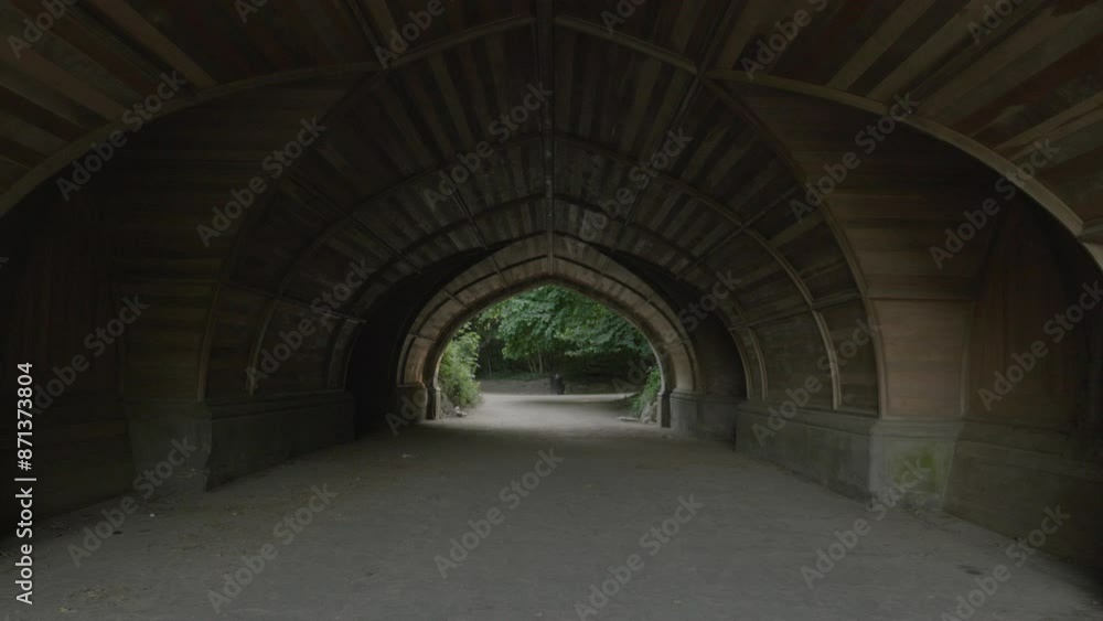 Handheld shot of a walkway in Brooklyn's Prospect Park Handheld shot of a walkway in Brooklyn's Prospect Park