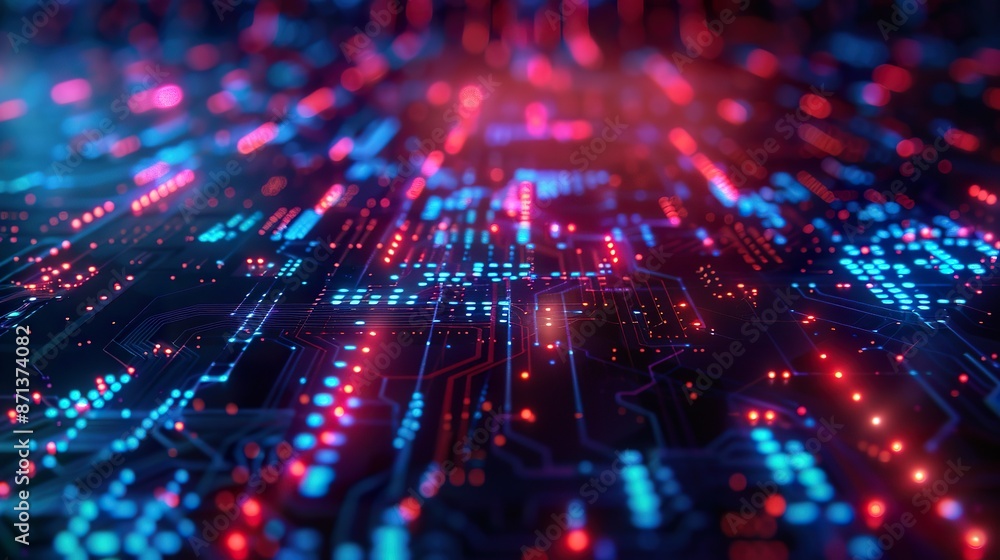 Fototapeta premium background of tech and crypto blockchain technology, use neon light colors , digital lighting , futuristic Super realistic