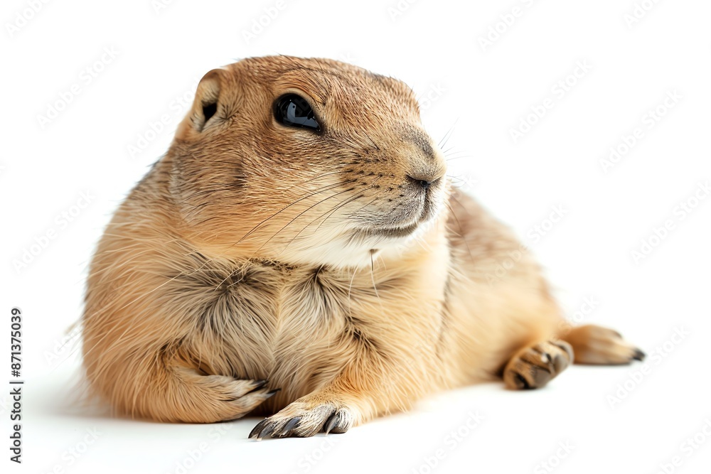 Fototapeta premium Cute prairie dog isolated on white background.