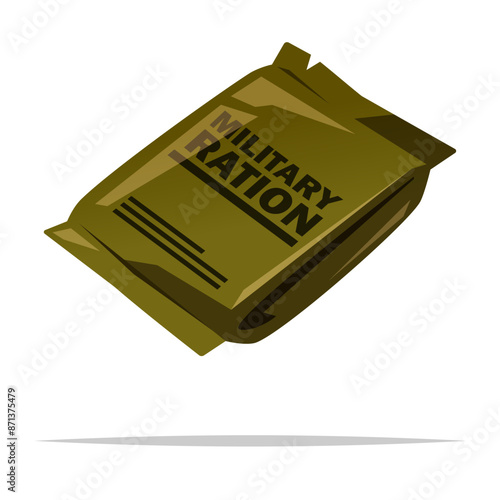 Military ration package vector isolated illustration