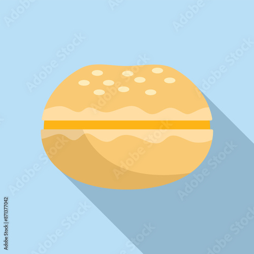 Burger bun is cut in half with a slice of cheese showing, making you hungry for your next meal