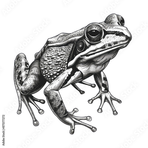 Black And White Drawing Frog lllustrations Art, Generative AI   photo