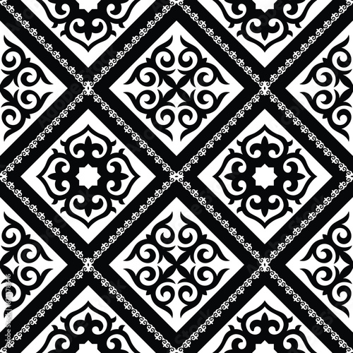 Ethnic background on the theme of Kazakh national ornament, seamless pattern, vector design	