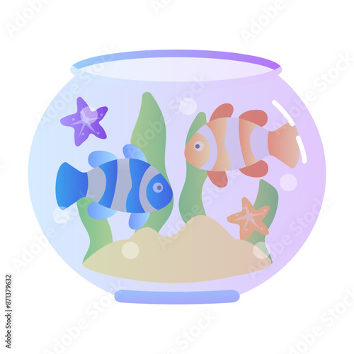 A flat style icon of fishbowl
