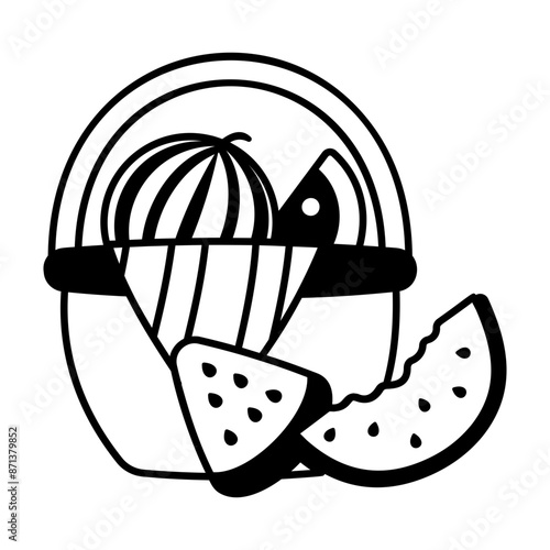 A glyph style icon of fruit basket 