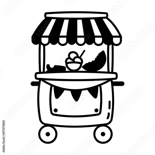 A glyph style icon of food cart 