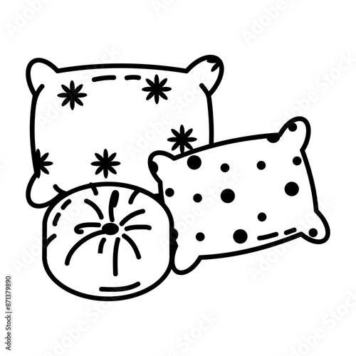 A glyph style icon of pillows