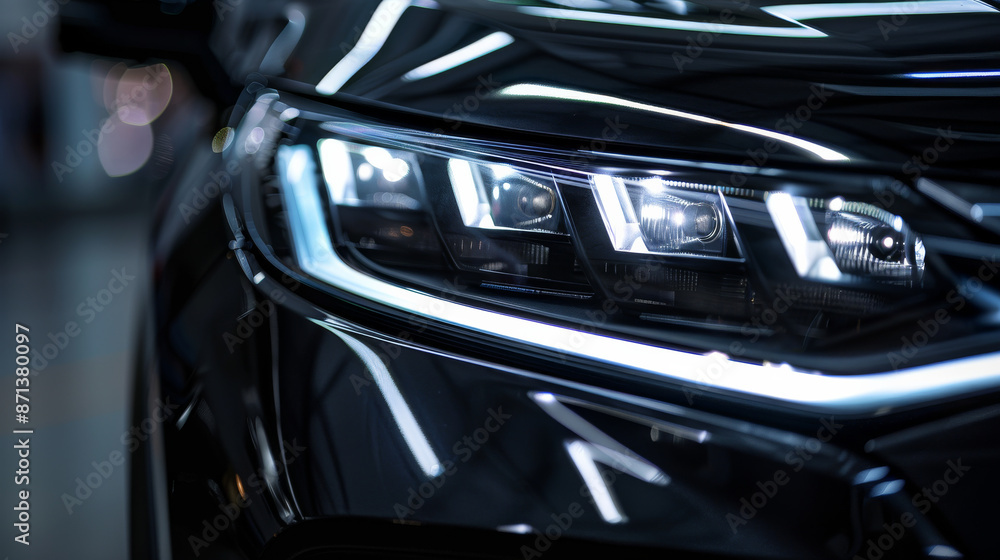 LED headlights of a high-end car, designed with precision and elegance. LED headlights of a high-end car, designed with precision and elegance.