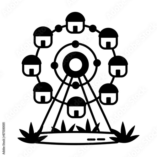 An icon of ferris wheel in glyph style 