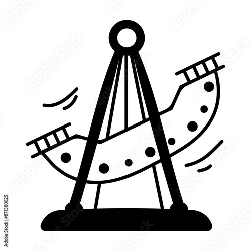 Swinging boat icon designed in glyph style  