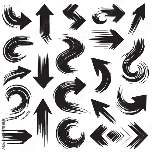 Clean White Background with Artistic Black Brush Stroke Arrows