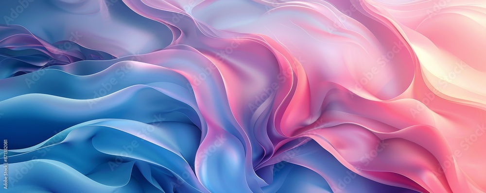 Obraz premium Abstract background with flowing pink and blue fabric-like textures