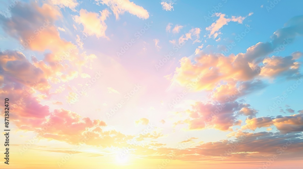 Obraz premium A vivid sunset sky with colorful clouds and a warm atmosphere.