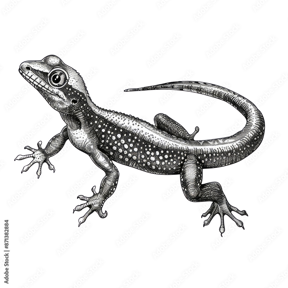 Fototapeta premium Black And White Drawing Lizard lllustrations Art, Generative AI