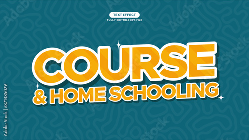 Course and Home-Schooling 3D Simple Vector Text Effect