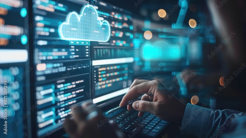 Data science, AI and cloud data concept. Computer programmer. Data science, AI and cloud data concept. Computer programmer.