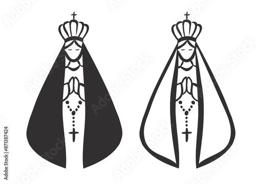 Our Lady of Aparecida, Catholic saint, patron saint of Brazil. Vector illustration.eps