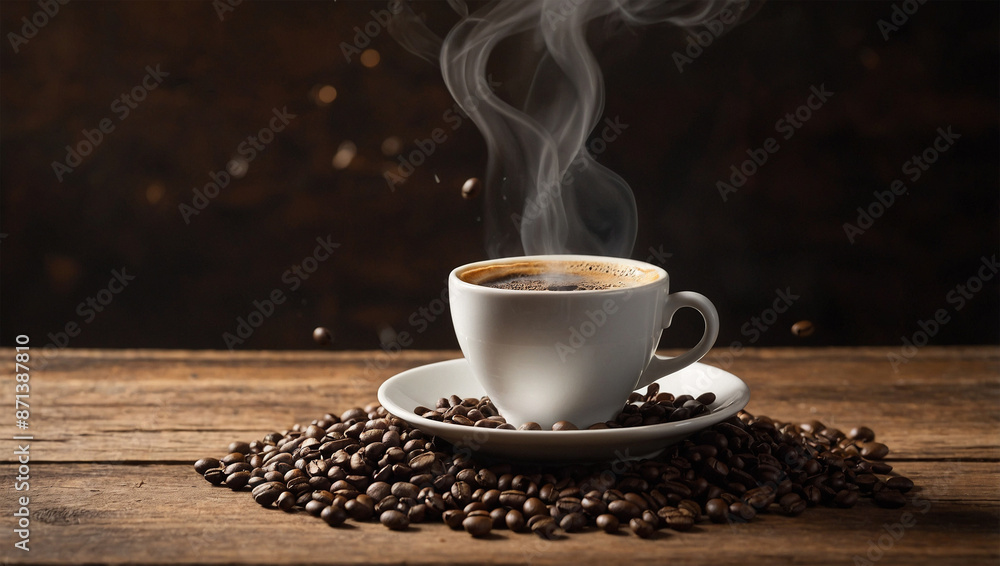A steaming cup of coffee A steaming cup of coffee
