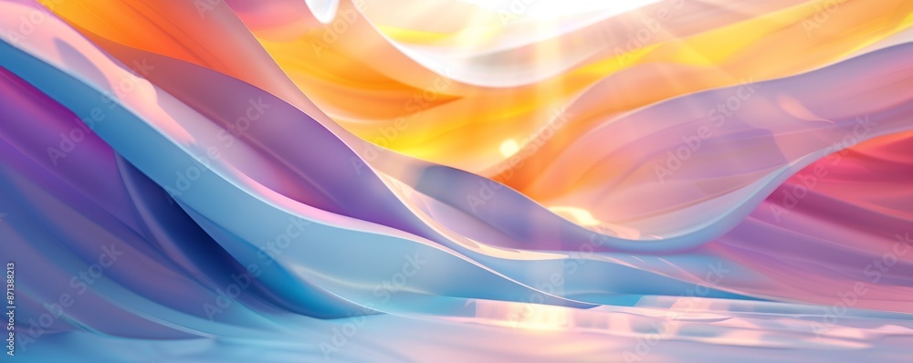 Fototapeta premium Abstract colorful geometric composition with flowing curves and vibrant colors