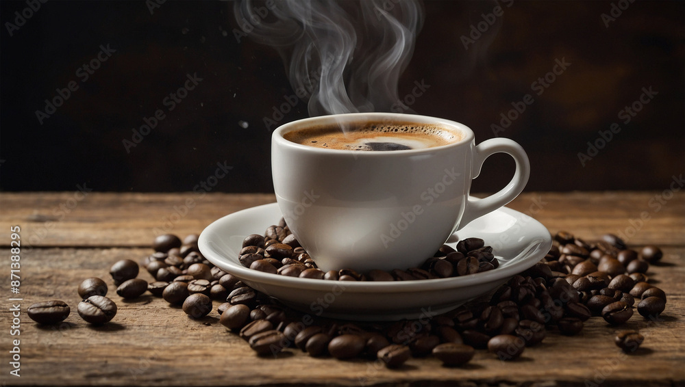 A steaming cup of coffee A steaming cup of coffee