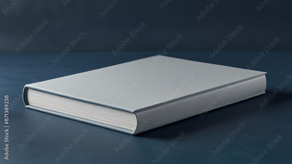 A mock up of blank white book on a plain blue background, lying flat on plain
A mock up of blank white book on a plain blue background, lying flat on plain
