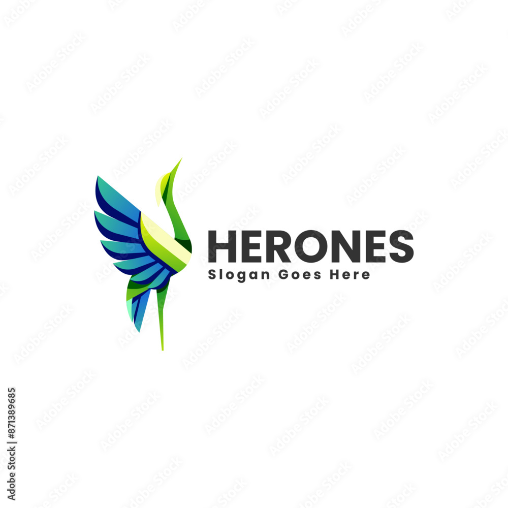 Obraz premium Vector Logo Illustration Heron Gradient Colorful Style