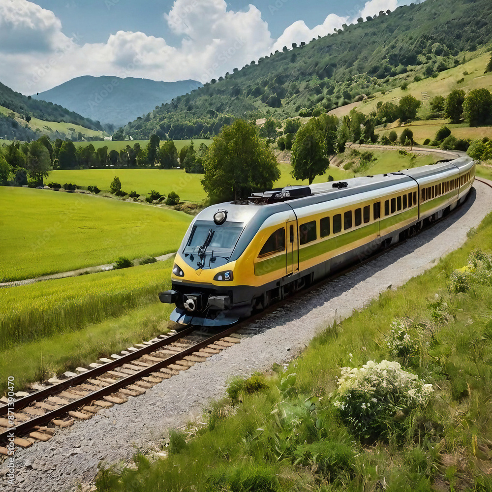 Scenic Countryside Train Ride Through Rural Landscape in 2024 - Idyllic Pastoral Journey. Scenic Countryside Train Ride Through Rural Landscape in 2024 - Idyllic Pastoral Journey.