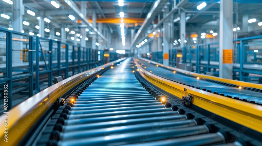 Fototapeta premium High-resolution image of a factory production line, showcasing precision automation and advanced manufacturing processes