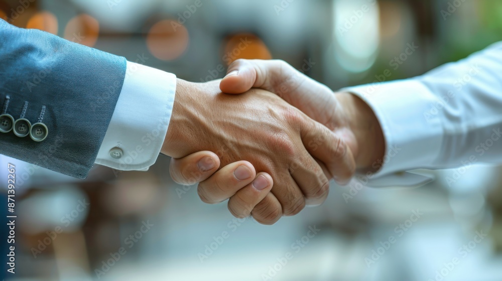 Two men shaking hands. signing an important agreement. Two men shaking hands. signing an important agreement.