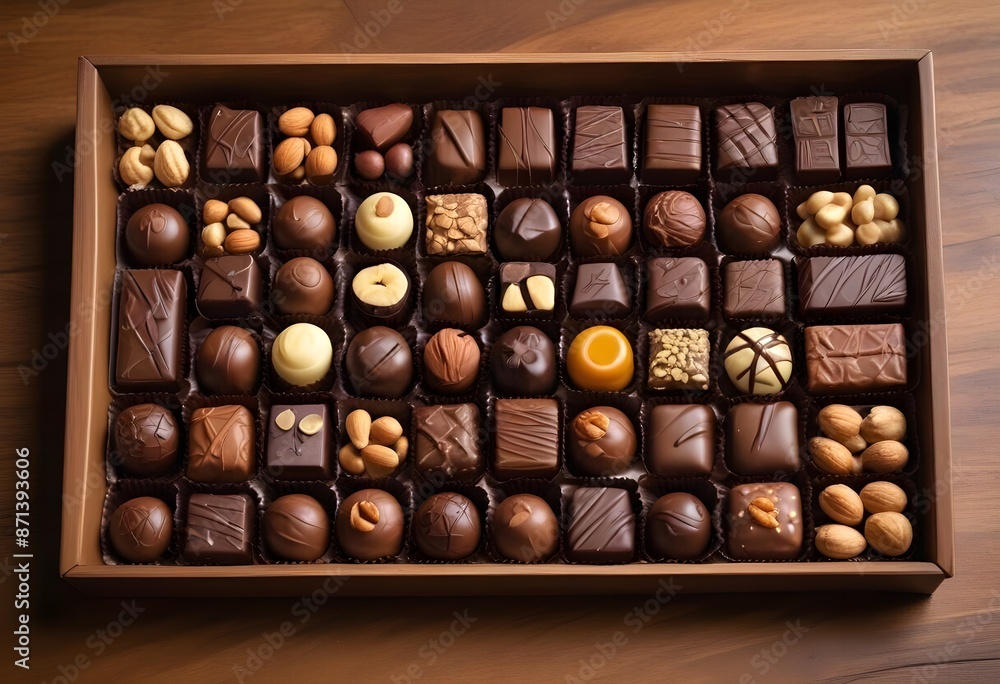 close-up of assorted chocolates with visible nuts close-up of assorted chocolates with visible nuts