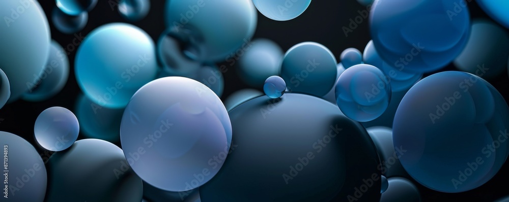 Blue abstract bubbles floating in dark background, perfect for abstract mobile phone wallpaper Blue abstract bubbles floating in dark background, perfect for abstract mobile phone wallpaper