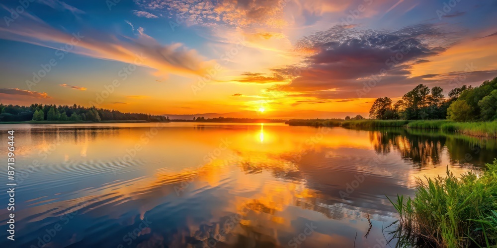 Sunset casting a warm glow over a tranquil lake , sunset, lake, dusk, reflection, peaceful, water, nature, serene, beauty, evening Sunset casting a warm glow over a tranquil lake , sunset, lake, dusk, reflection, peaceful, water, nature, serene, beauty, evening