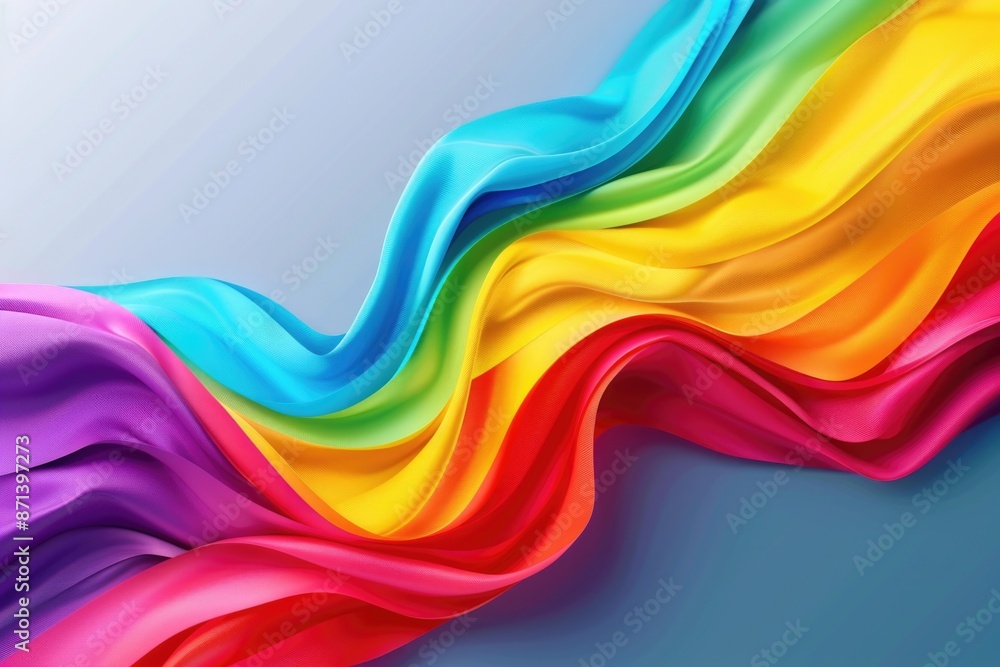 Rainbow Wave Fabric Gray Background Rainbow Wave Fabric Gray Background