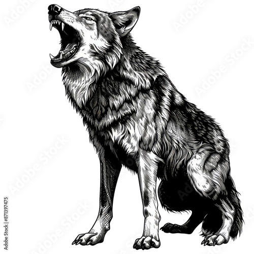 Wallpaper Mural Black And White Drawing Wolf lllustrations Art, Generative AI  Torontodigital.ca