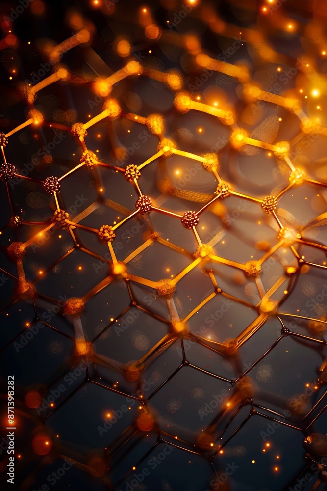 A close up of a hexagonal structure. A close up of a hexagonal structure.