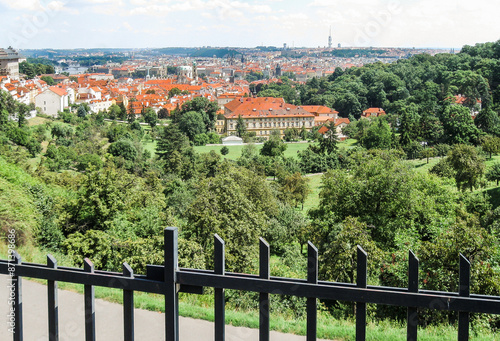 View  from heights of Hradcany district of old town of Prague in the Czech Republic
