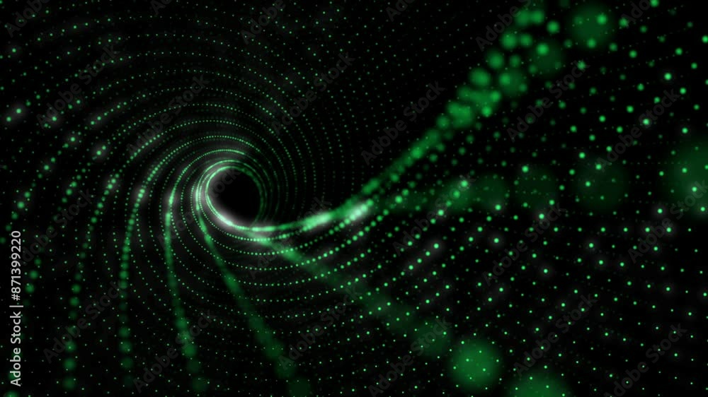 rotating green circle particles waves, 4k looping background video rotating green circle particles waves, 4k looping background video