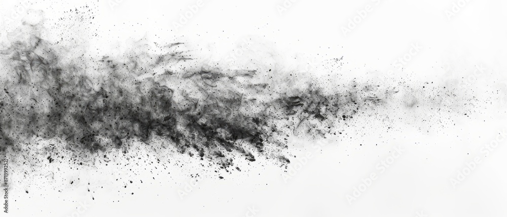 Fototapeta premium Pencil sketch style, panoramic close-up, high detail scan of dust particles in the air, on white background, Generative AI
