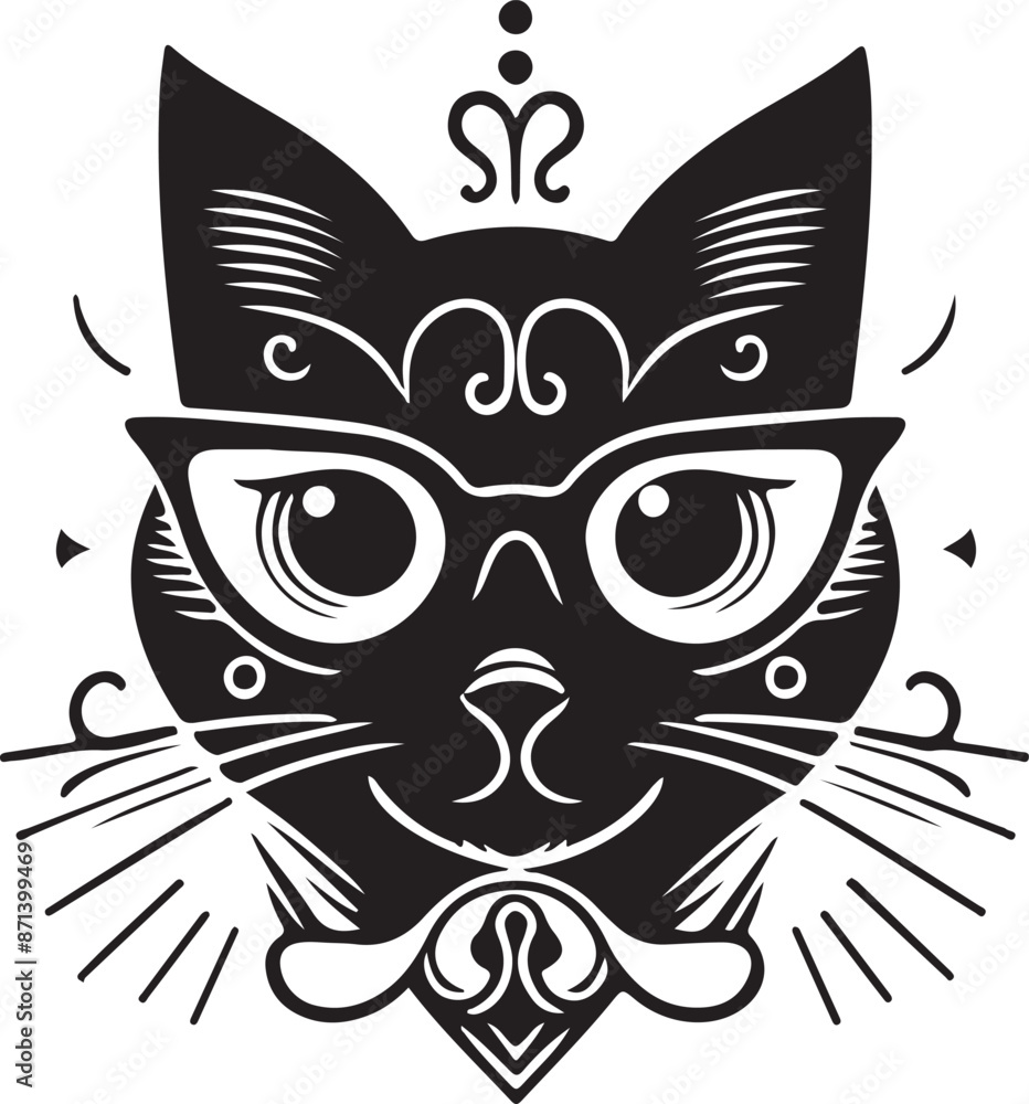 Cat design silhouette vector art work EPS file, Generator AI Cat design silhouette vector art work EPS file, Generator AI