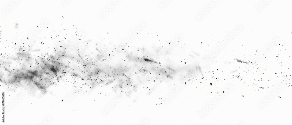 Fototapeta premium Pencil sketch style, panoramic close-up, high detail scan of dust smudges, on white background, Generative AI