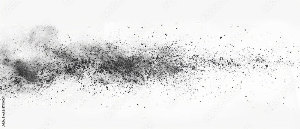Fototapeta premium Pencil sketch style, panoramic close-up, high detail scan of fine dust covering, on white background, Generative AI