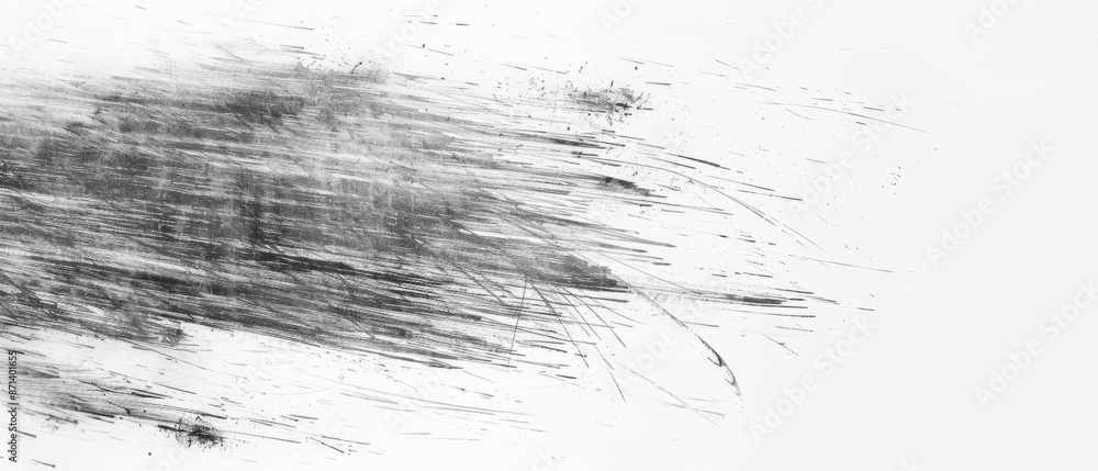 Pencil sketch style, panoramic close-up, high detail scan of fine dust particles, on white background, Generative AI Pencil sketch style, panoramic close-up, high detail scan of fine dust particles, on white background, Generative AI