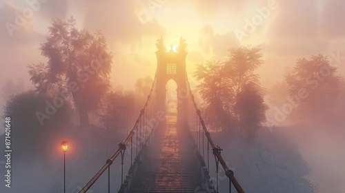 A bridge over a river with a light on the bridge